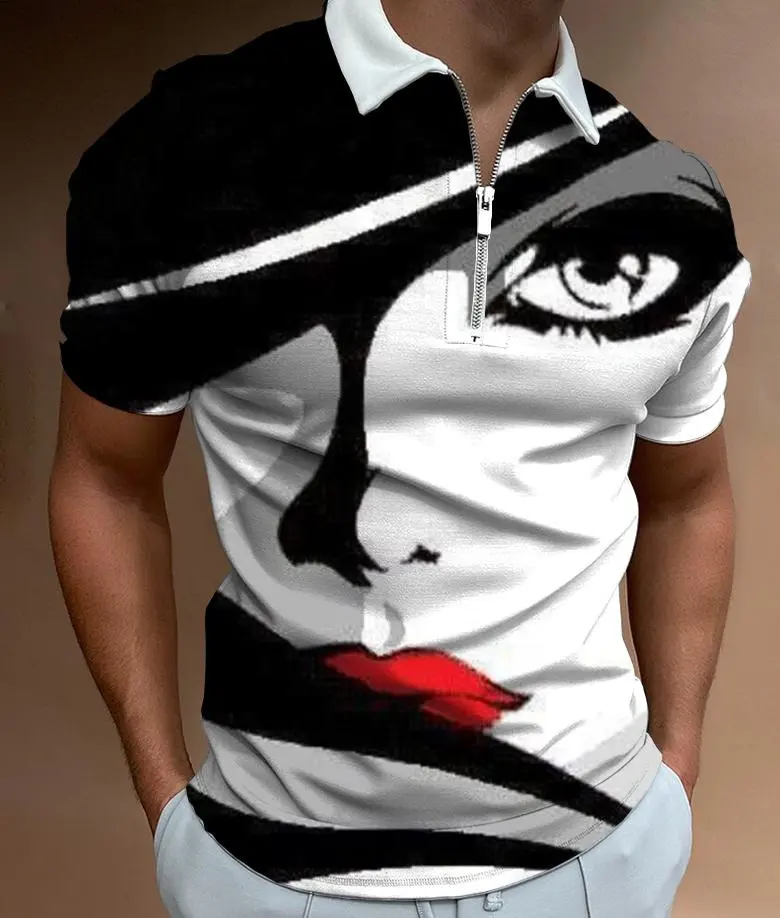Shirts for Men Face Art Print Short Sleeve Tshirts