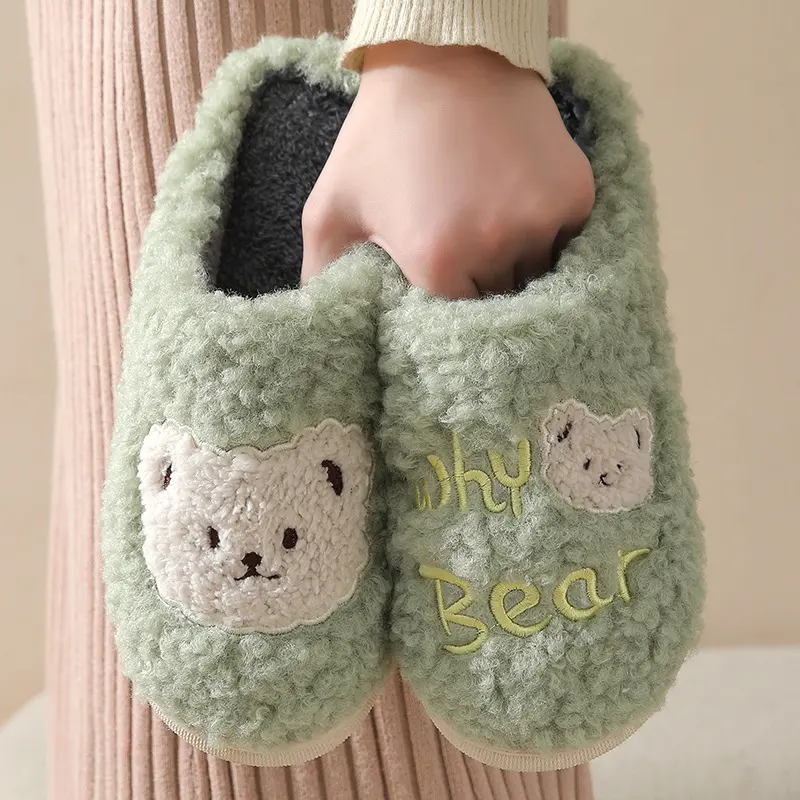 Bear Slippers Winter Warm House Shoes for Women Couple