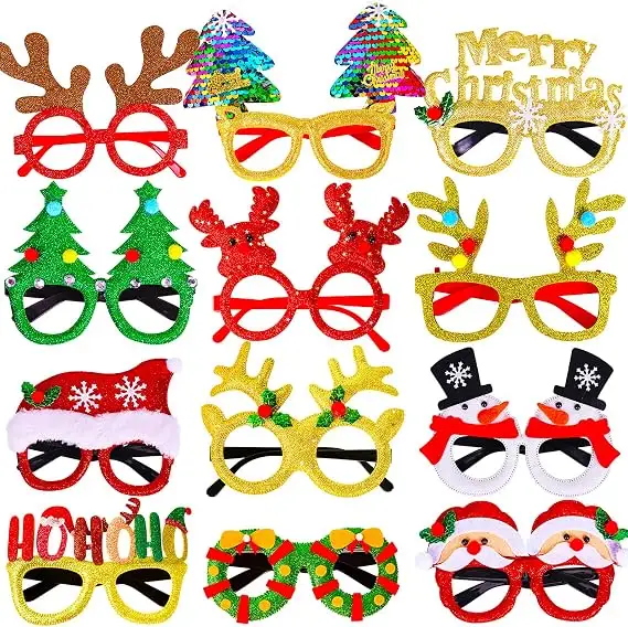 12 Pack Christmas Glasses Accessories, Fun Holiday