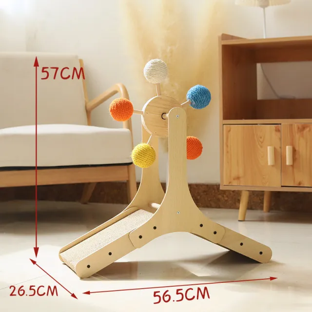 Solid Wood Rotary Table Cat Scratch Board Sisal Hemp Pet Products Ferris Wheel Medium - Shop at LoveMi