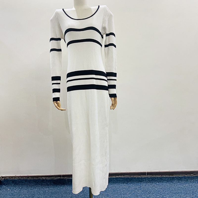 Striped Knitted Long-Sleeve Dress, picture 7 of 8