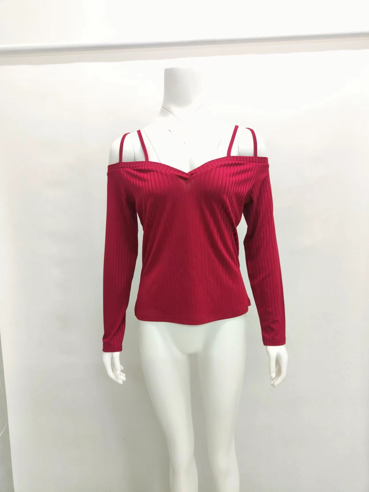 Long Sleeve Sexy Backless Top Knitted Suspender Women's Wear