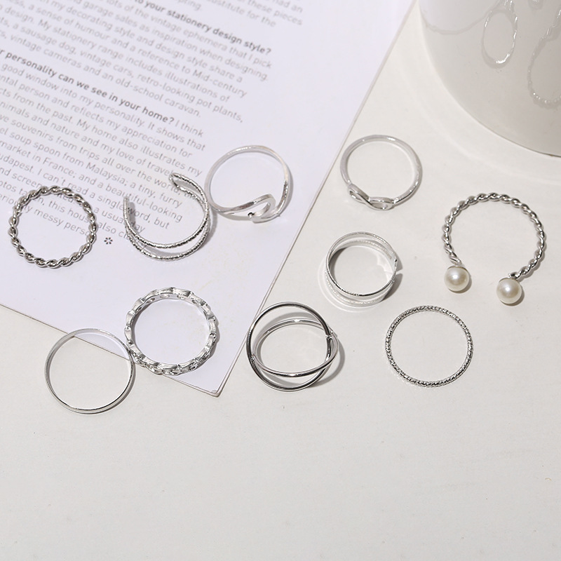 Beauty Hot Selling Amazon Pearl Ring Cross Simple Ring