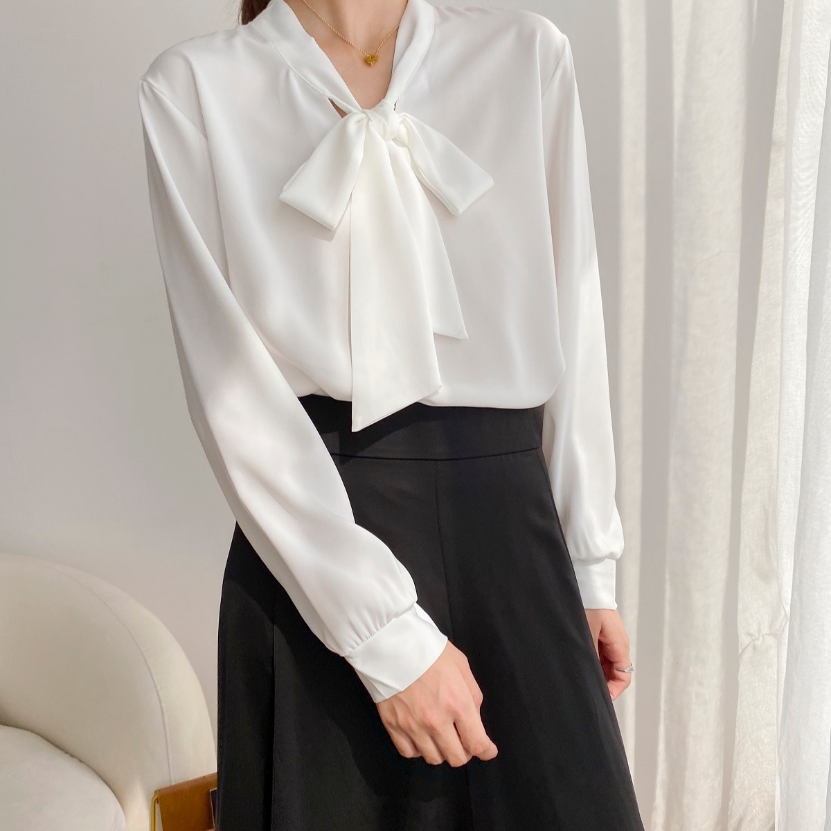 Chiffon Shirt Female Professional OL Long-sleeved Shirt