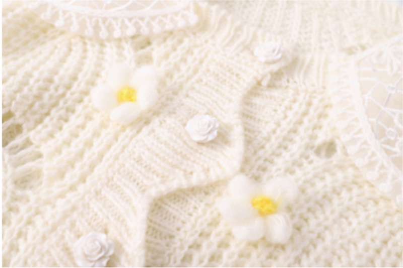 Long-sleeved Hollow Embroidered White Shirt