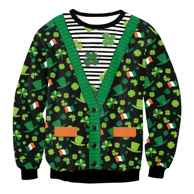 St. Patrick's Day 3D Printed Round Neck Jacket Long Sleeved Sweater Wys1192 L - Shop at LoveMi