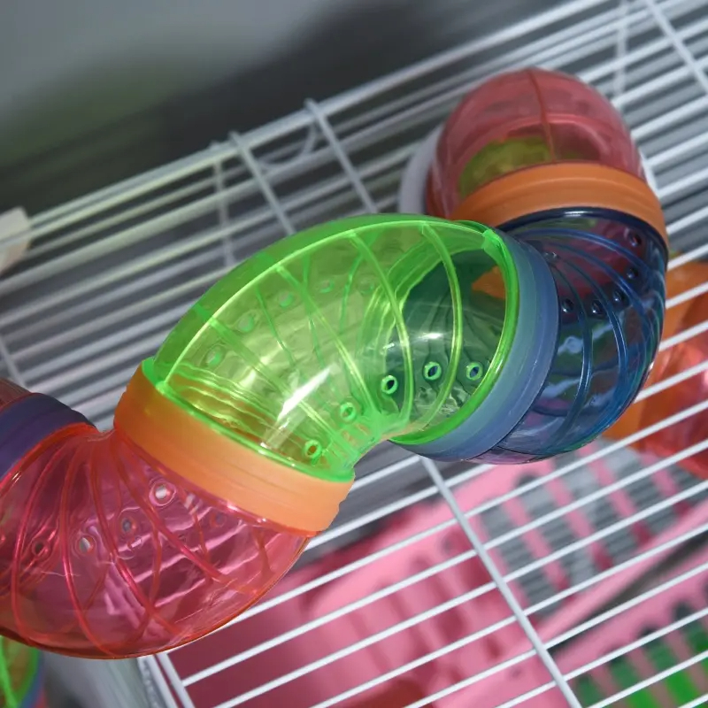 5 Tiers Hamster Cage Portable Animal Travel Carrier W Exercise Wheels Tube