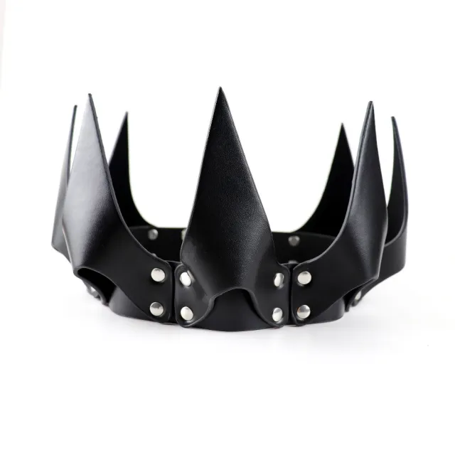 Creative Leather Crown Decoration Party Headgear Black - Shop at LoveMi