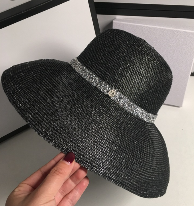 Sunscreen Silver Silk Visor Female Summer Tide Wild Foldable Straw Hat Summer Beach Holiday Dome Fashion Hat Black - Shop at LoveMi