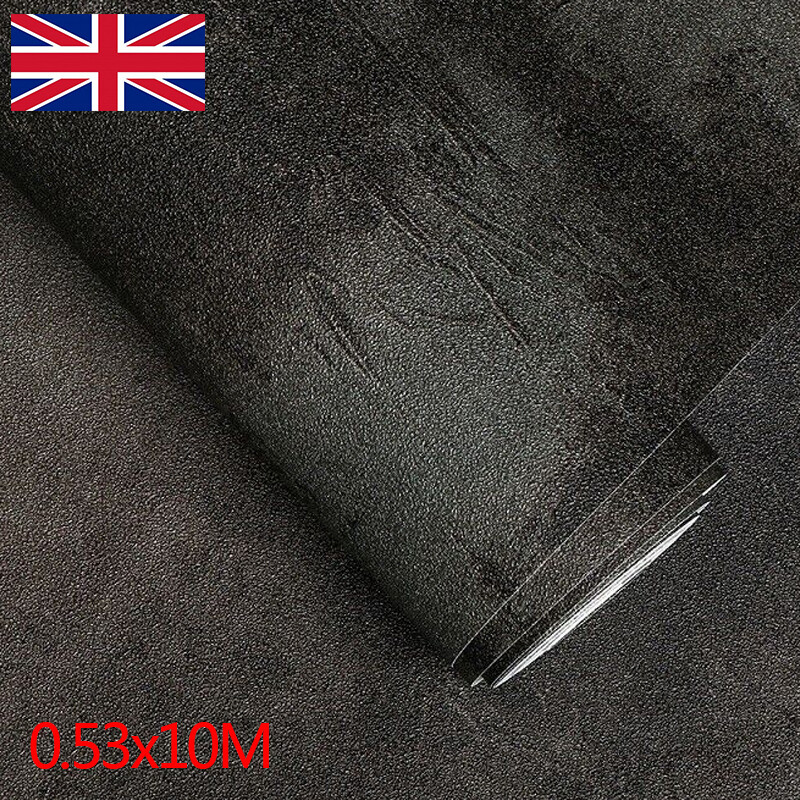 Concrete Effect Plain Dark Grey Wallpaper For Living Room Industrial Style