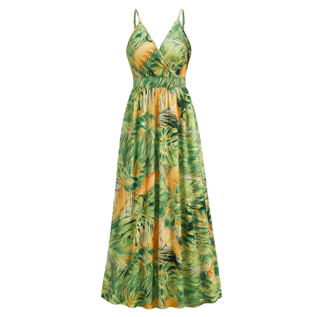 Flowers Long Dress Summer Swing Holiday Beach Dress Green - Shop at LoveMi