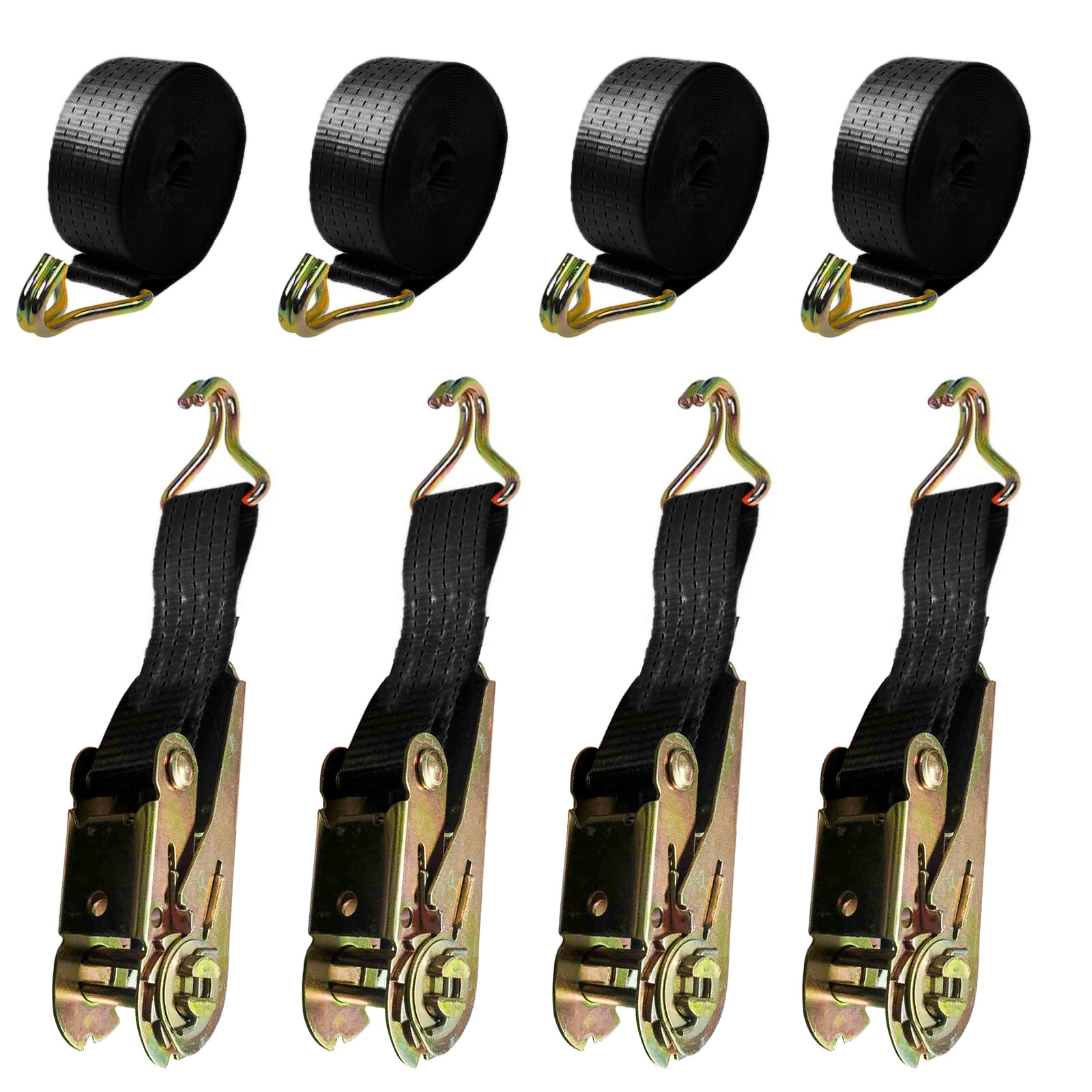Ratchet Straps Tie Down 4 X 25mm Endless 6 Metre Black 3000kg Lashing Straps UK — foto 2
