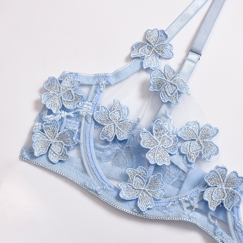 Title 9, Embroidered Flower Mesh See-through Sexy Underw...