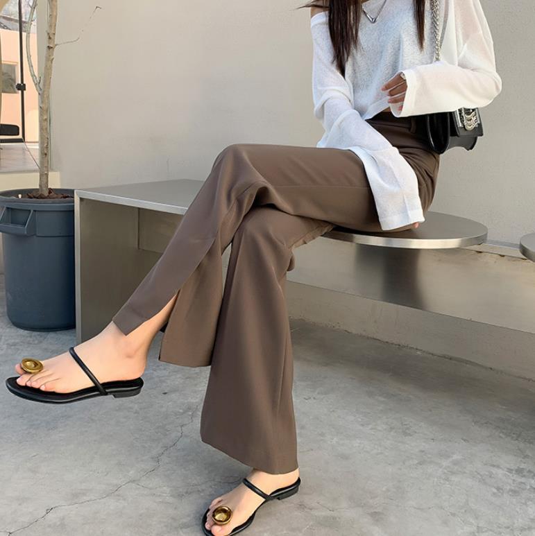 Women Summer Thin Retro High Waist Drape Straight Mopping Pants Loose Casual Suit Pants