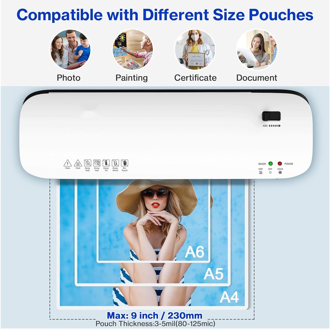 A4 Thermal Laminator Laminating Machine With 15 Thermal Laminating Pouches