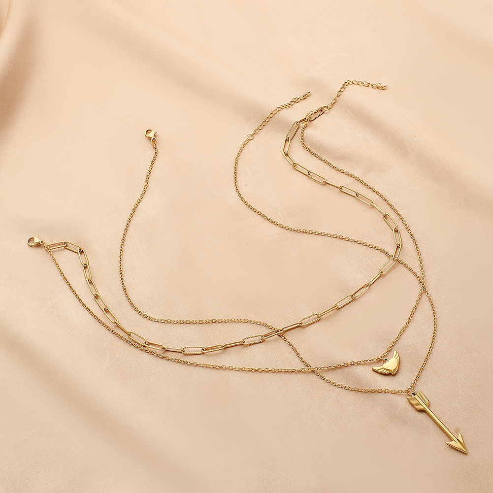 European And American Stainless Steel Arrow Pendant Ladies Necklace