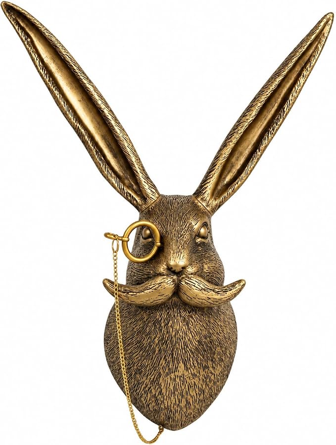 Gold Rabbit Head Wall Decor Modern Animal Sculpture Bunny Wall Art For Living Room Bedroom Office 2