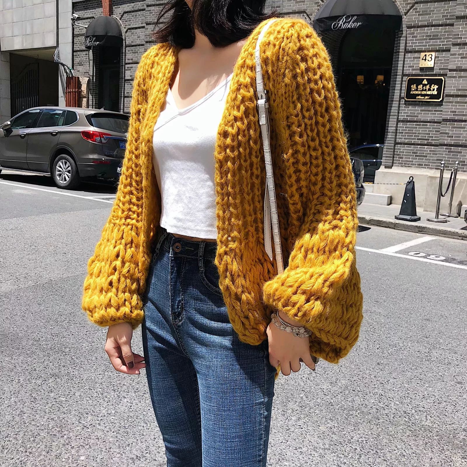 Title 2, Handmade Knitting Pure Color Simple Sweater Car...