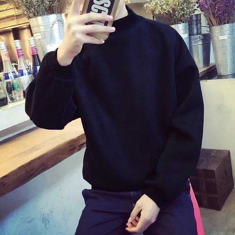 Plus Velvet Thick Loose Long-sleeved High-necked Sweater Solid Color