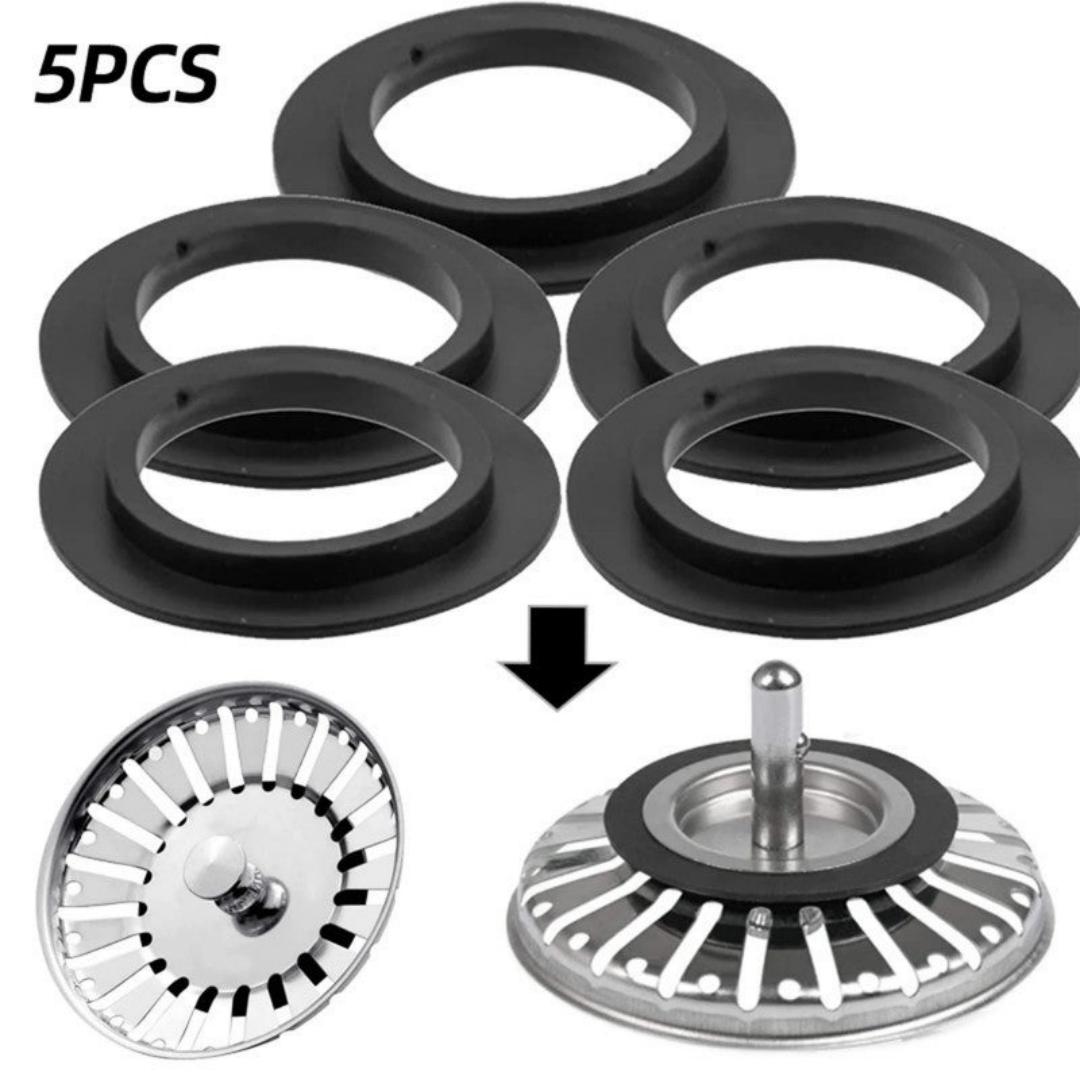 Under-sink Sealing Gasket, Rubber Basket Strainer Gasket, Umbrella Seal, Round Gasket, 5 Pieces