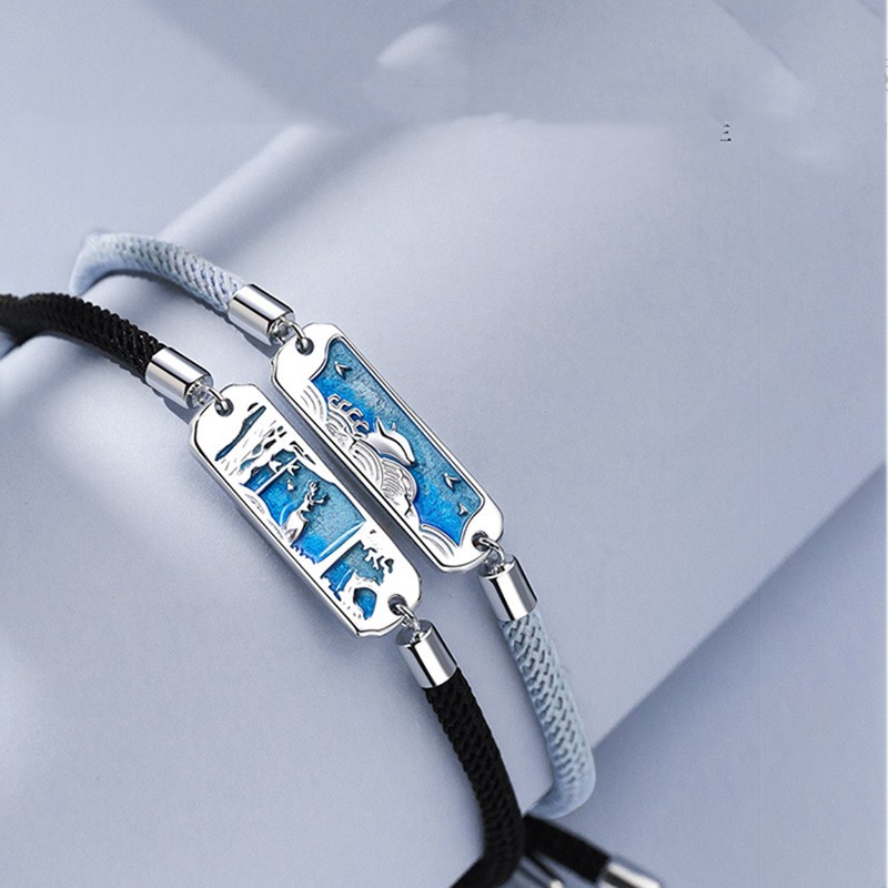 Sterling Silver Couple Style Copper Bracelet