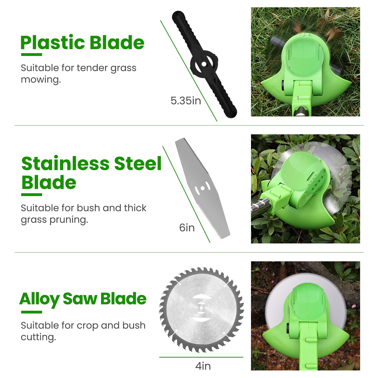 12V 200W Cordless Grass Trimmer Rechargeable Lawn Mower 9000M Per Min Weed Cutter With Saw Blade 2 Stainless Steel Blades 10 Plastic Blades 2 Rechargeable Batteries Goggles Gloves