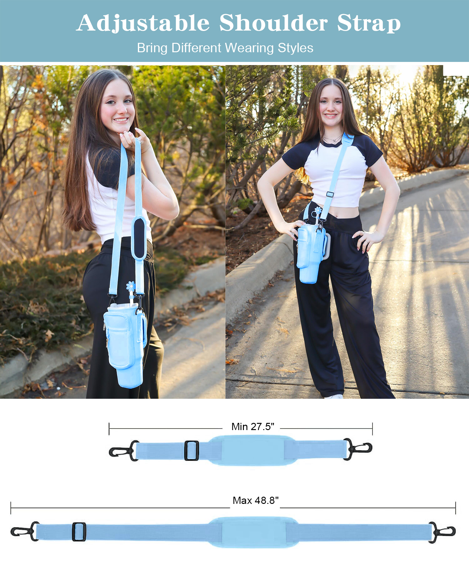 water bottle carrier bag with phone pocket for tumbler neoprene water bottle holder pouch with adjustable strap bollus with straw cover and carabiner for cup accessories drinkware mug