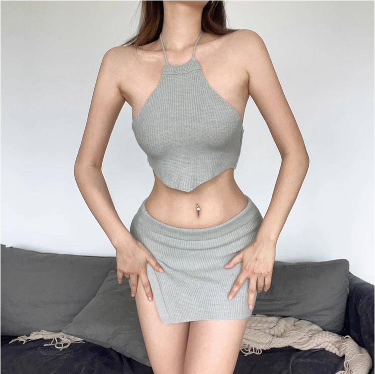 Halter-Neck Vest and Split Skirt Outfit, picture 7 of 8