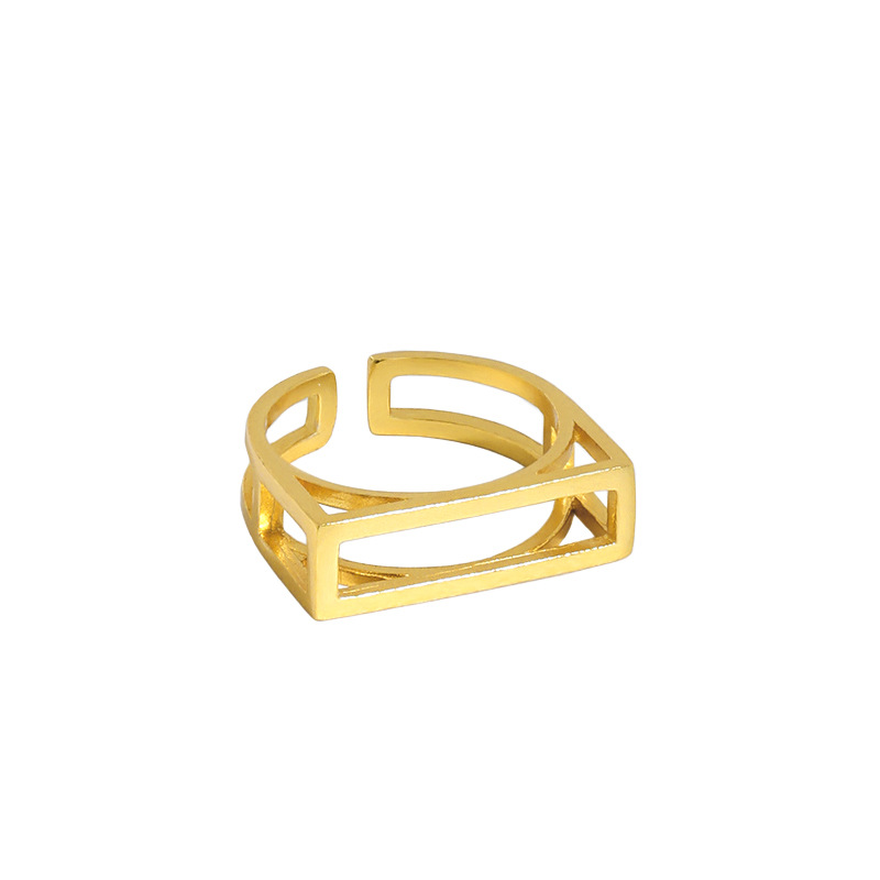 Title 5, Simple And Versatile Geometric Square Hollow Ring