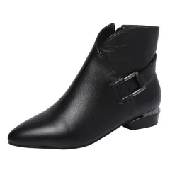 Low-heel Short-tube Ladies Fashion Boots - Black - View 1