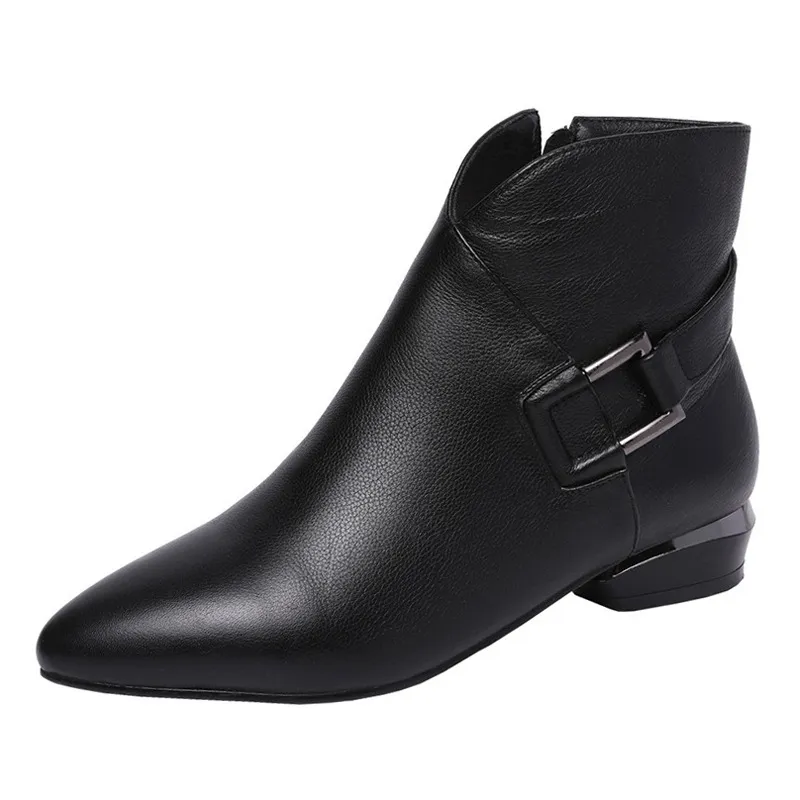 Low-heel Short-tube Ladies Fashion Boots - Black
