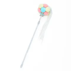 Huayuan Three-colour Hair Ball Funny Cat Stick Cat Toy Fold Ears - Blue - View 1