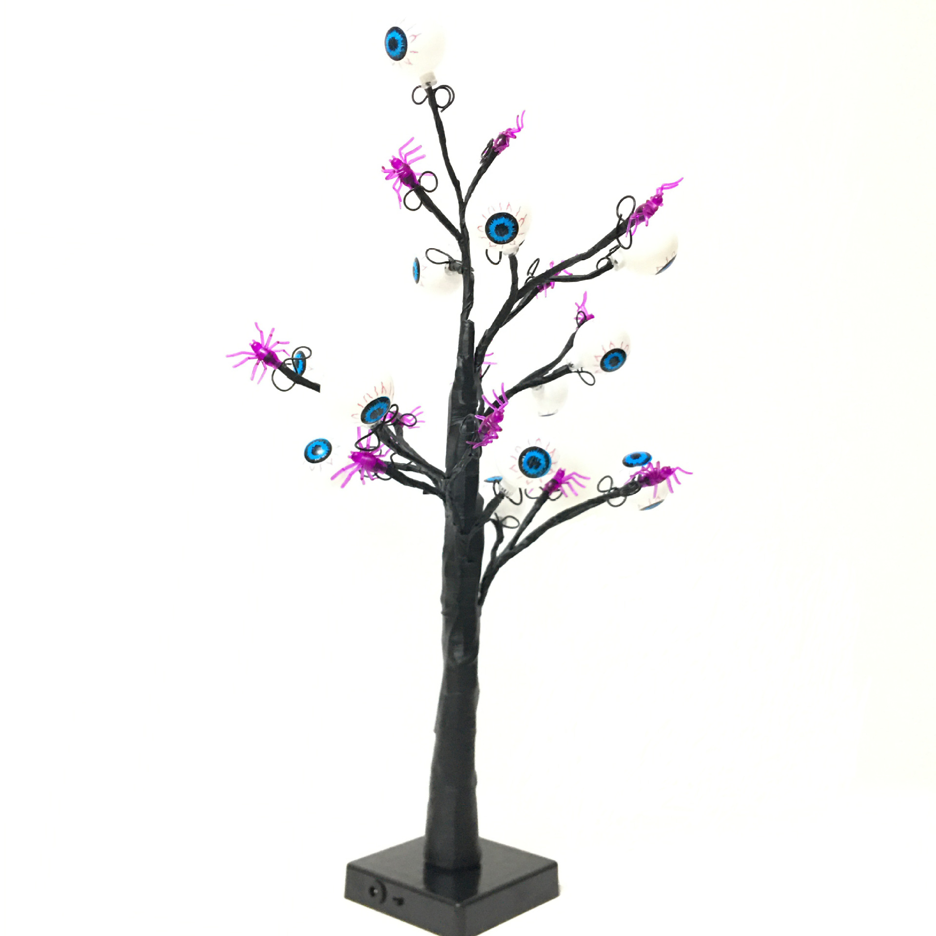 Lampe arbre à crânes LED Halloween — double alimentation