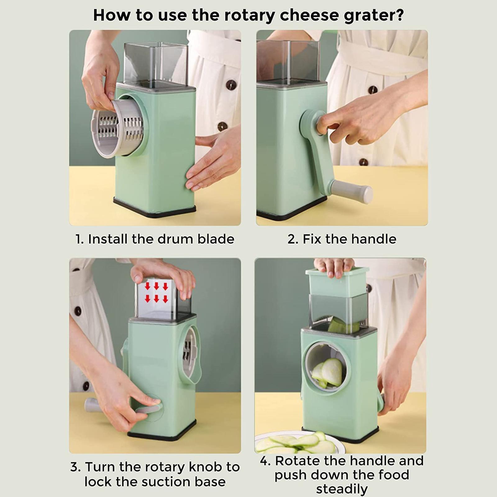 Multifunction Vegetable Cutter Slicer Hand Rotary Grater Shredder Roller N Q1Q4 8
