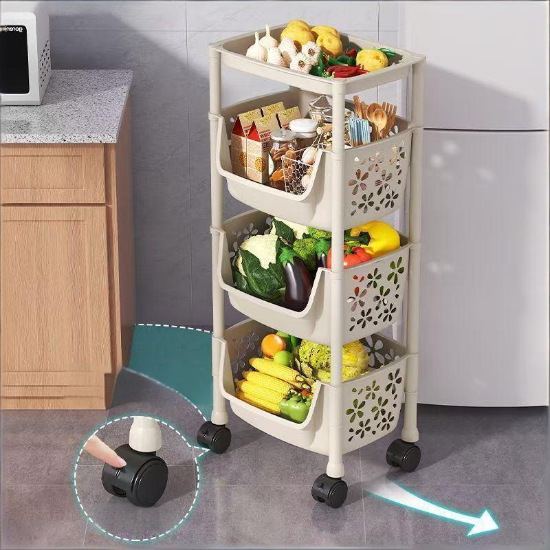 4 Tier Kitchen Basket Storage Trolley Organiser Fruit