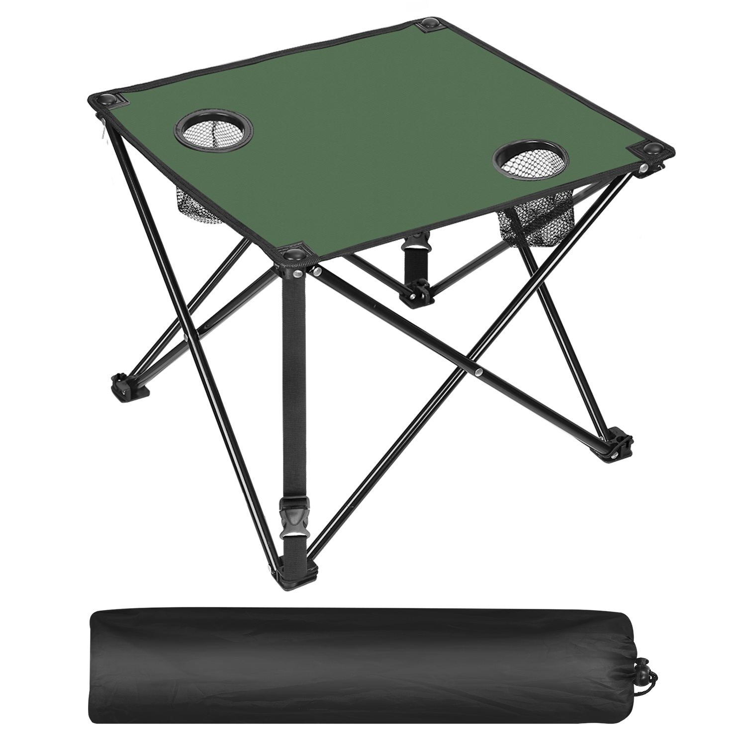 1Pc 2Pc Options Foldable Camping Table Portable Picnic Table Lightweight Travel Desk With 2 Cup Holders Carrying Bag Color Options Black Orange Green Red Blue Navy Blue image 19