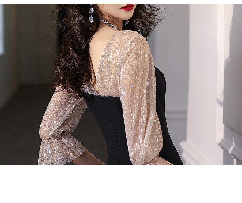 Deep V-Neck A-Line Long Evening Dress, picture 5 of 8