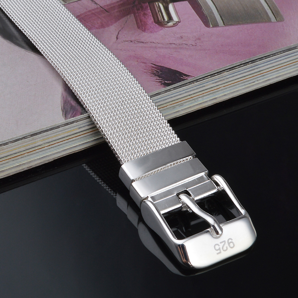 Two-Tone Metal Mesh Adjustable Buckle Bracelet Strap