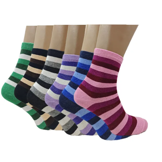 Pack Of 6 12 24 Pairs Womens Colourful Striped Socks 6Pairs - Shop at LoveMi