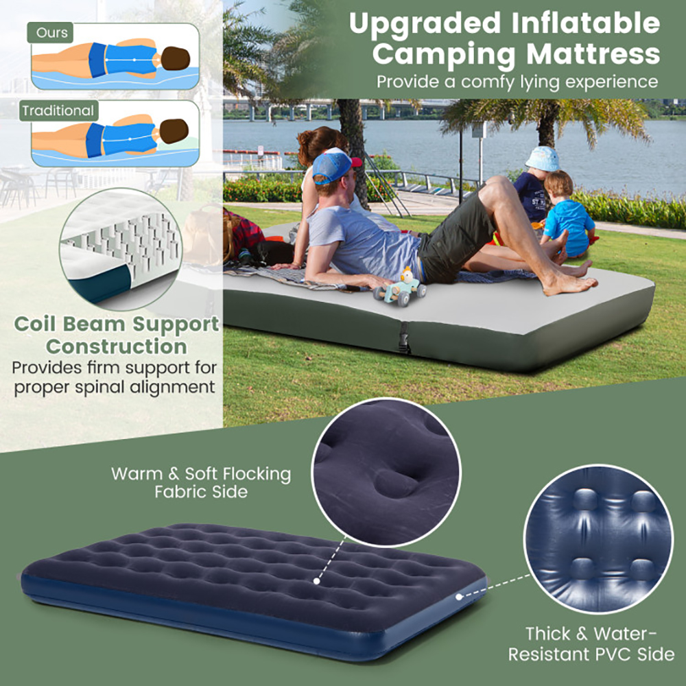 Foldable Outdoor Camping Tent Cot With Air Mattress And Sleeping Bag For Camping, Hiking, Fishing And Other Outdoor Activities