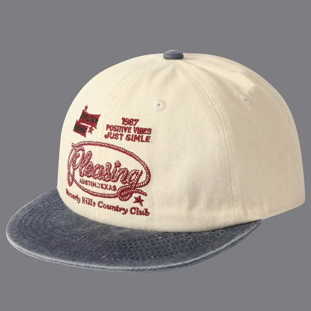 Color-matched Embroidery Letters 1987 Flat-brim Baseball Cap, Suitable For Both Men And Women, Suitable For Daily Work, Commuting To School Or Other Outings.
