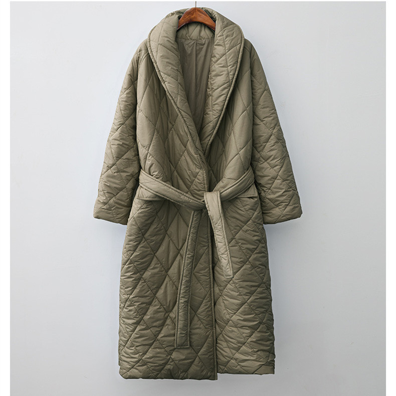 Women's Fashionable All-matching Cotton-padded Jacket Thin Over The Knee Coat