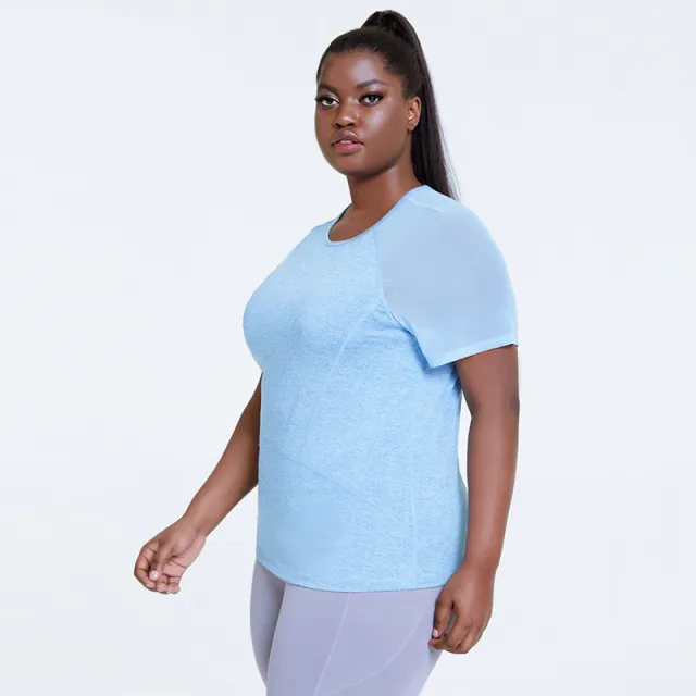 Yoga Clothes Oversized Yoga Blouse Sports Short sleeved Mesh Gym Clothes Blue - Shop at LoveMi