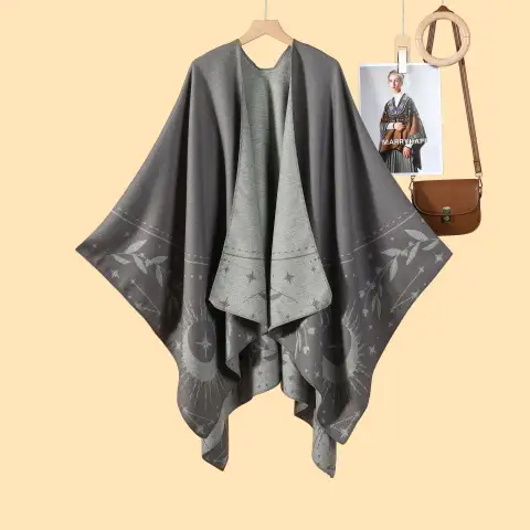 Women's Fringe Faux Cashmere Shawl Poncho