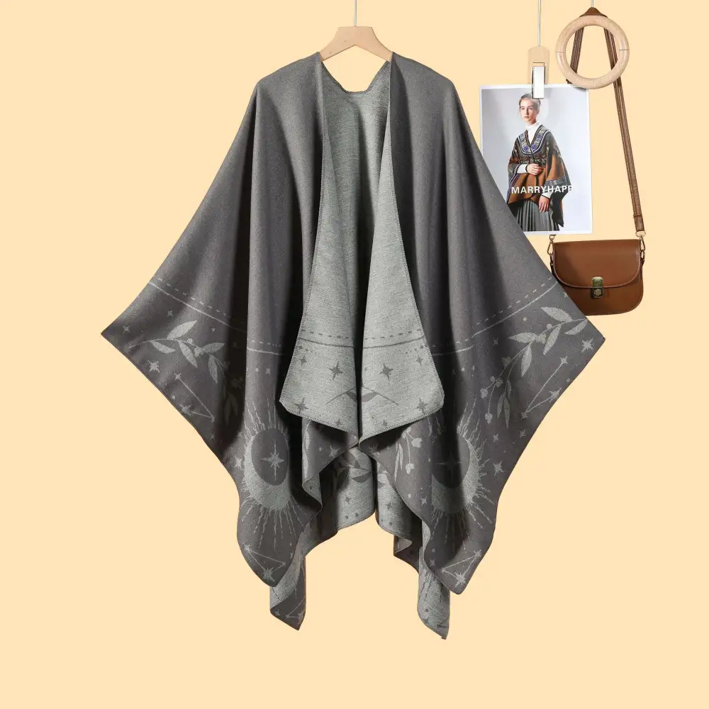 Women's Fringe Faux Cashmere Shawl Poncho