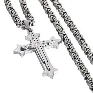 European And American Men's Personalized Titanium Steel Manly Cross Pendant Necklace