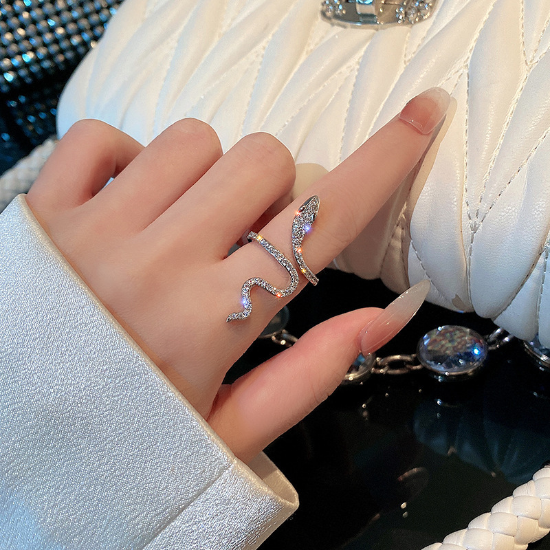 Sea Blue Topa Stone Spirit Snake Zircon Ring Female
