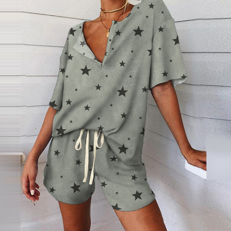 Women's Loose Casual Printing Home Service Suit