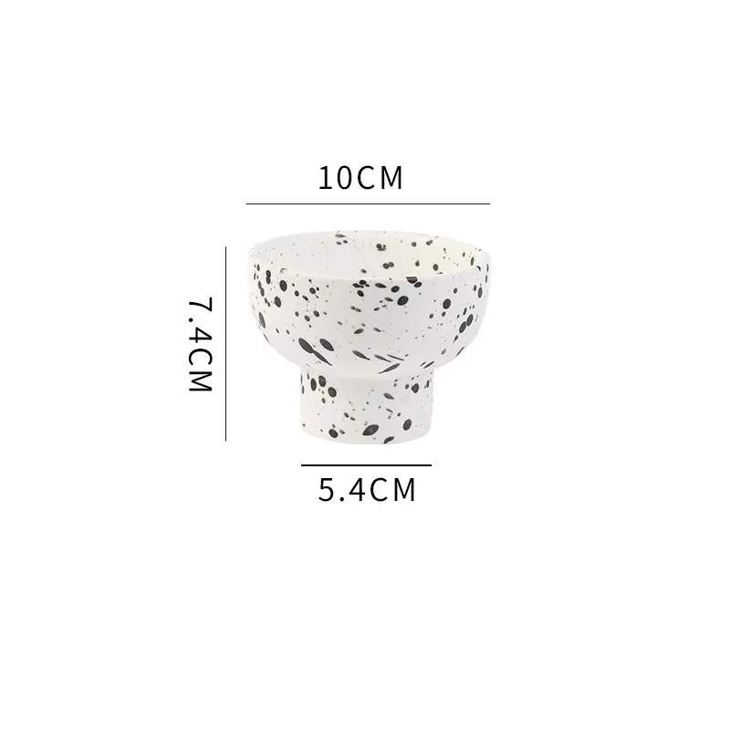Home Ceramic Splashed Ink Salad Dessert Bowl