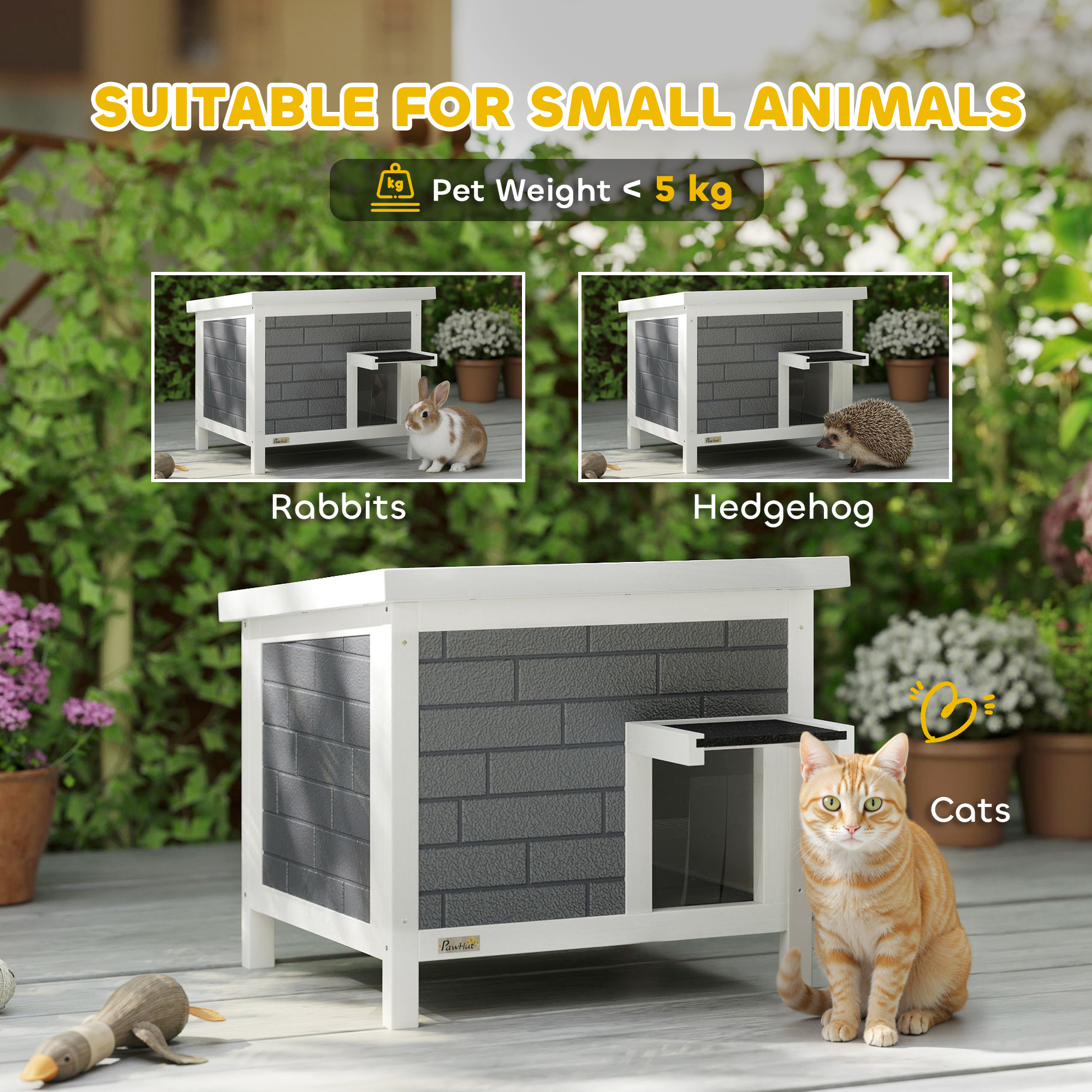 Outdoor Cat House Insulated With Openable Roof, Weatherproof Feral Shelter — image 4